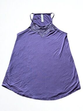 🩶5/$30 Zenana Signature Purple Lace Y-Neck Tank Top Size Small